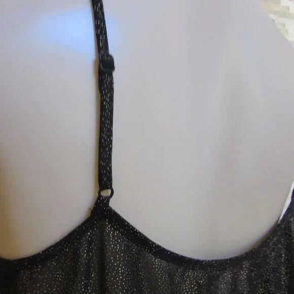 New Band of Gypsies Black & Gold Spaghetti Strap Sheer Blouse in Size Large - Picture 5 of 7